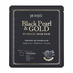 Маска для лица гидрогелевая с золотом и черным жемчугом Petitfee Black Pearl & Gold Hydrogel Mask Pack, 32 гр