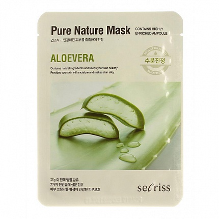Тканевая маска для лица с экстрактом алоэ Secriss Pure Nature Mask Pack Aloevera, 25 мл