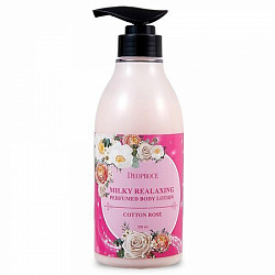 Лосьон-молочко для тела с ароматом розы Deoproce Milky Relaxing Body Lotion Cotton Rose, 500 мл