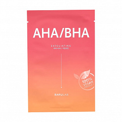 Веганская отшелушивающая тканевая маска с кислотами Barulab The Clean Vegan AHA/BHA Mask, 23 гр