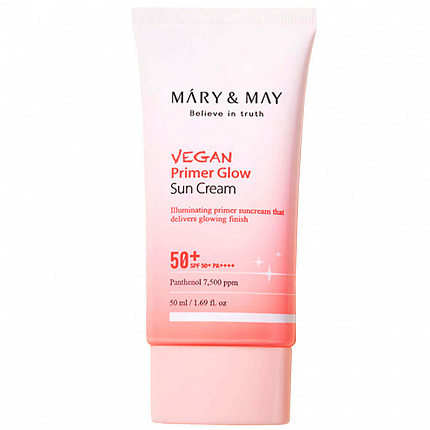 Крем-праймер cолнцезащитный Mary&May Vegan Primer Glow Sun Cream SPF50+ PA++++, 50 мл