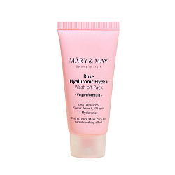 Маска для лица глиняная Mary&May Rose Hyaluronic Hydra Glow Wash Off Pack, 30 гр