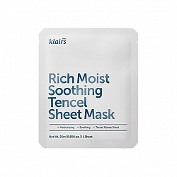 Успокаивающая маска для глубокого увлажнения кожи Dear, Klairs Rich Moist Soothing Tencel Sheet Mask, 25 мл
